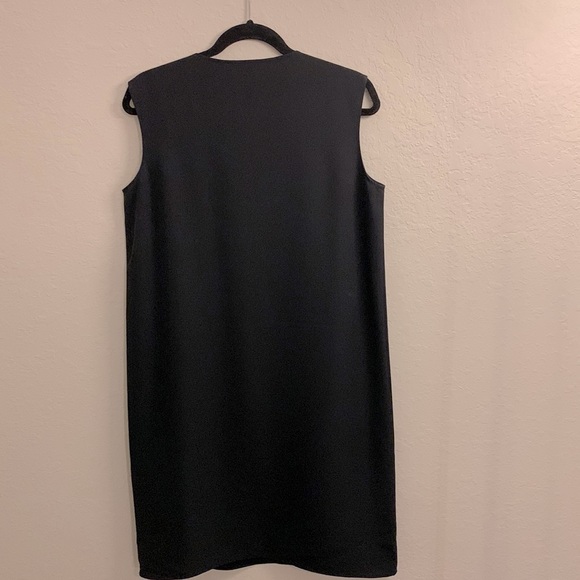 Uniqlo V Neck Drape Black Midi Dress Size M - Picture 5 of 5